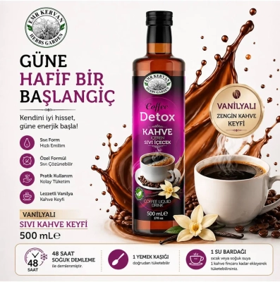 Emr Kervan Herbs Garden Vanilyalı Sıvı Detoks Kahve 500 ml | 48 Saat Soğuk Demleme