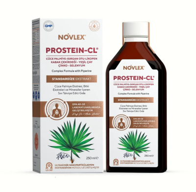 Novlex® Prostein-CL Cüce Palmiye (Saw Palmetto), Yeşil Çay (Green Tea), Isırgan, Bal Kabağı, Çinko, Likopen, Piperin ve Selenyum Ekstraktı (Ekstresi) İçeren Sıvı Takviye Edici Gıda 250 ml